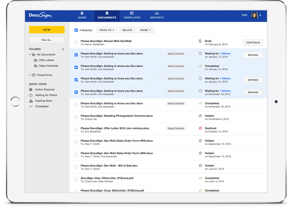 DocuSign document management experience